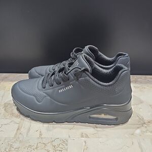 Skechers 155401 Air Cooled Memory Foam Wedge Lace Up Sneaker Black Size 7‎